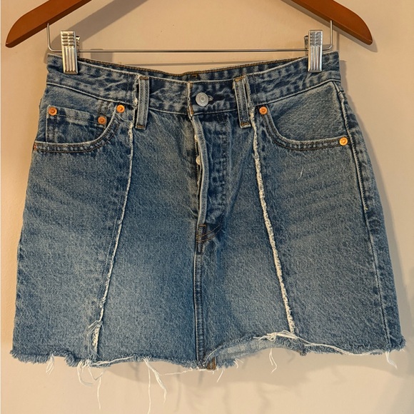 Levi's Dresses & Skirts - Levis Premium Icon Skirt Denim Mini Raw Hem Blue 25‎